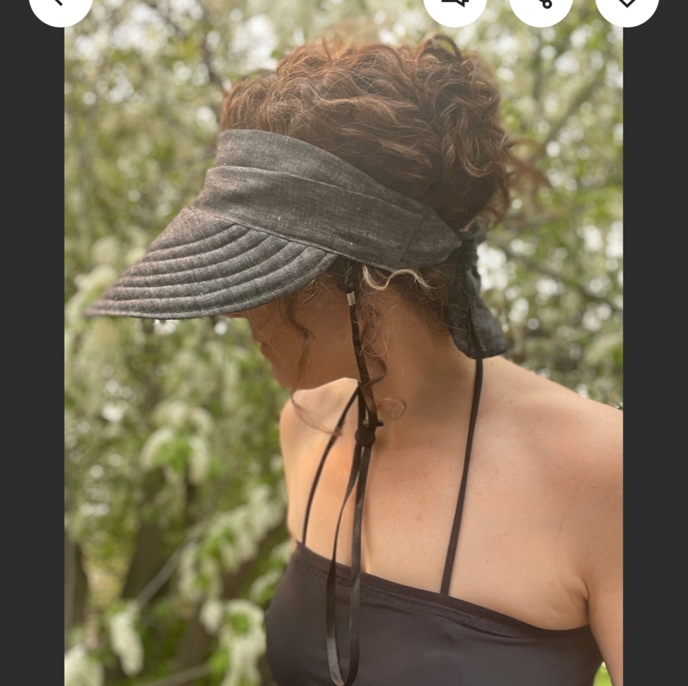 Black EARTHWORKER Wide Linen Visor Garden Hat